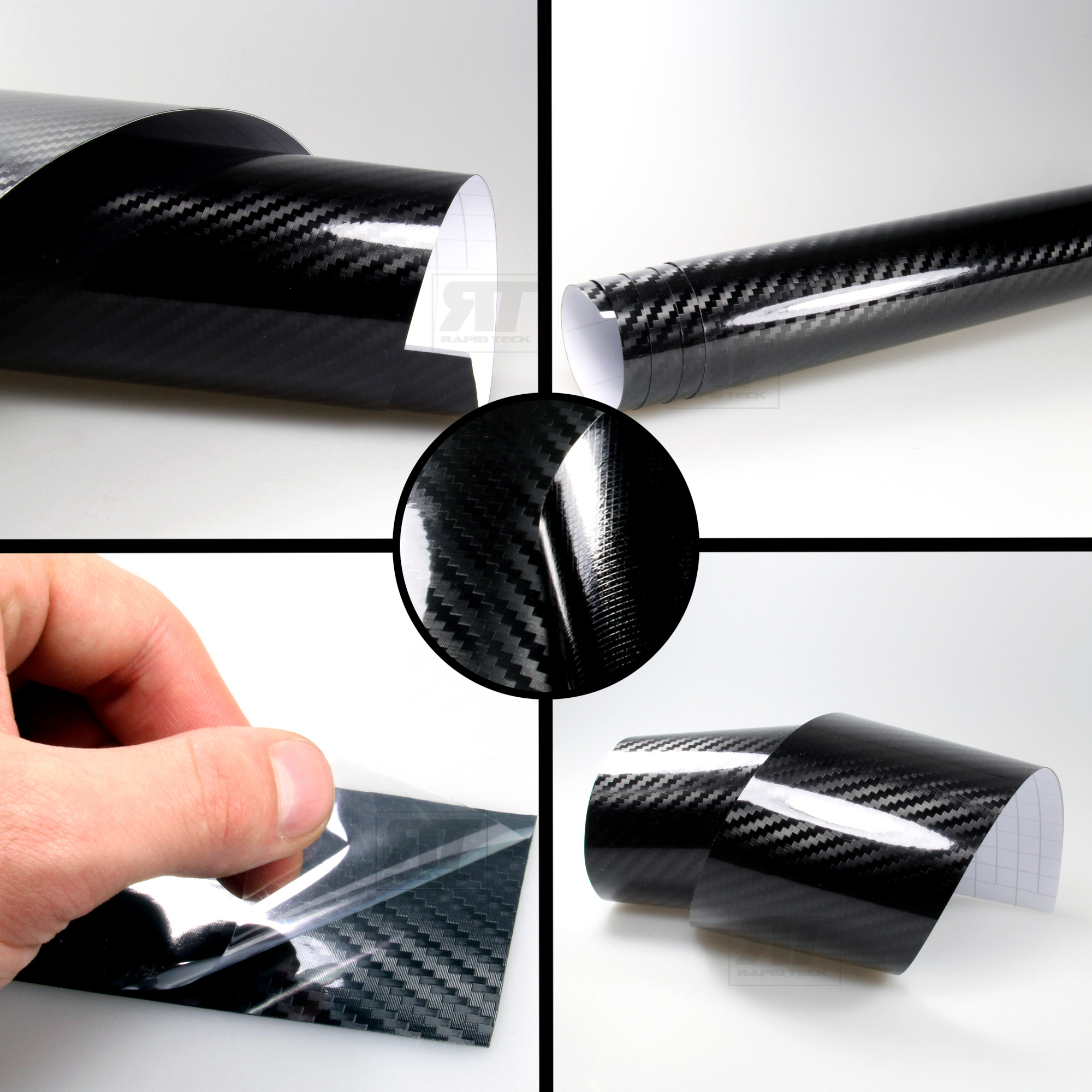 Glänze Schwarz 5D-Carbon Kfz Vinyl Folie Film Wasserdicht