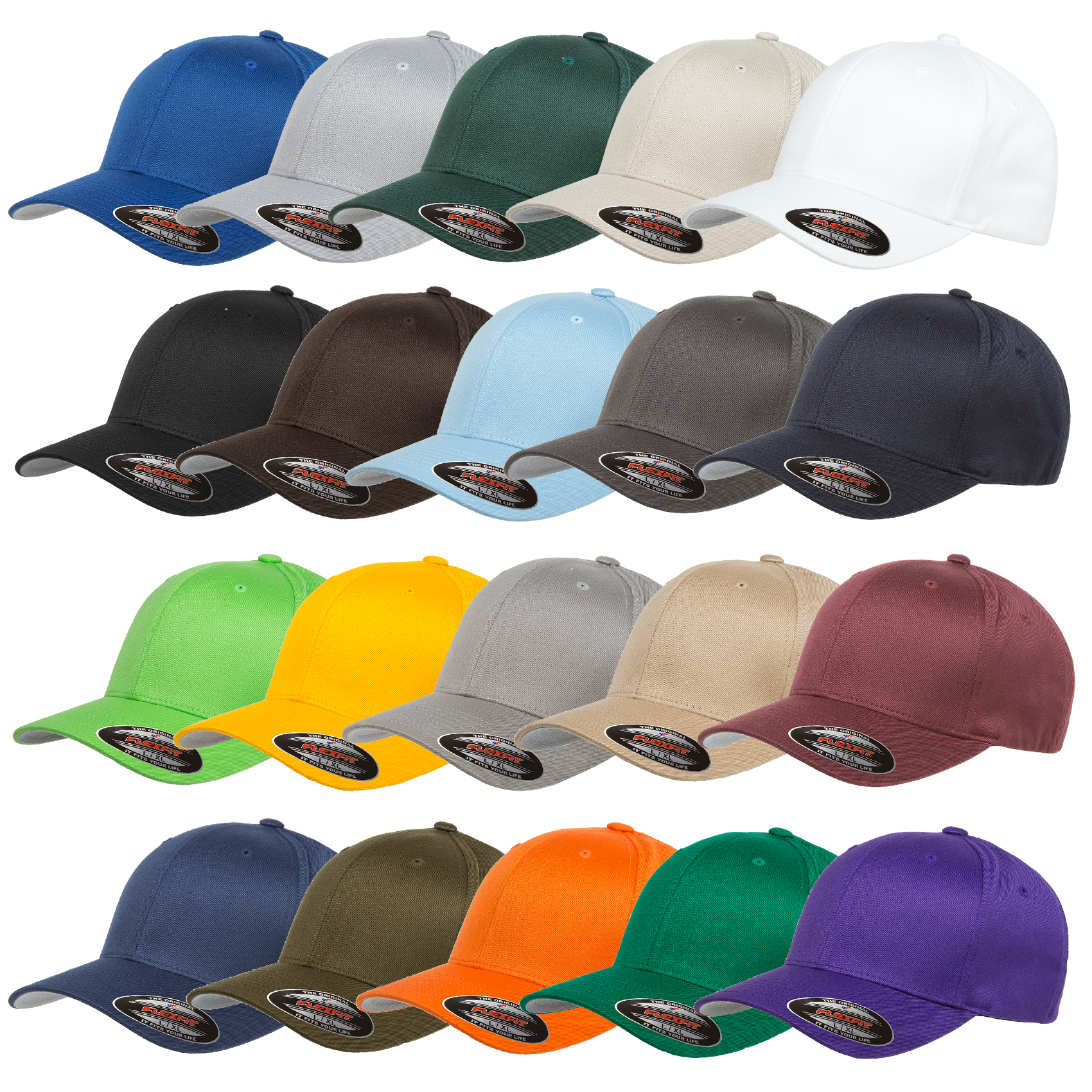 FLEXFIT CAP BASEBALL CAPS graue Unterseite ORIGINAL FLEX FIT MÜTZE ...